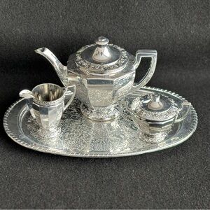 Childs Pretend Silver Tea Set